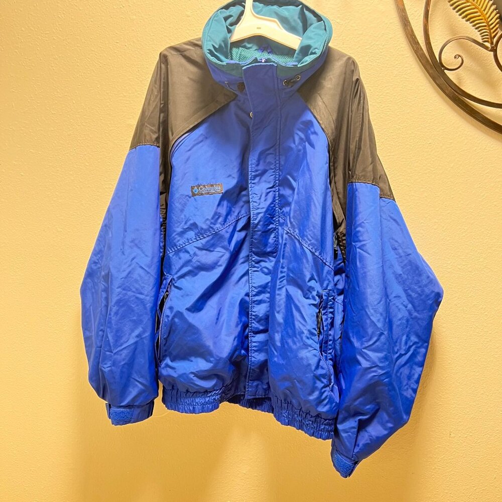 Columbia Sportswear Company Mens Vintage Blue Jacket hooded XL